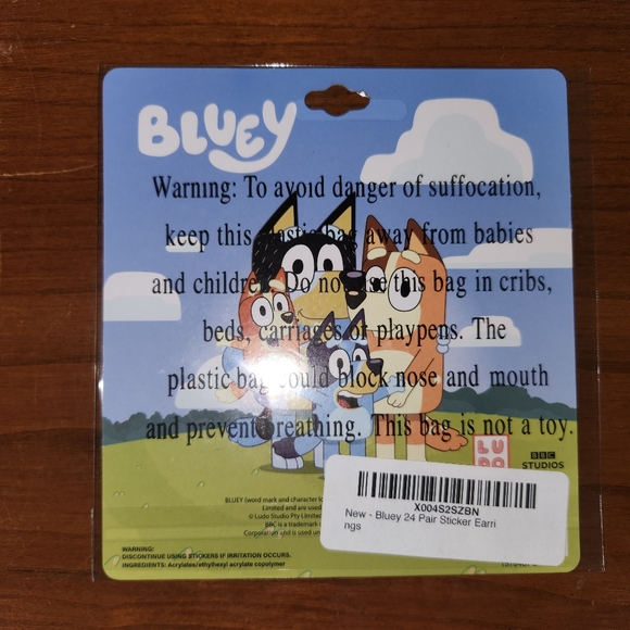 Bluey Kids Sticker Earrings Set Two Packs NWT - Picture 2 of 2